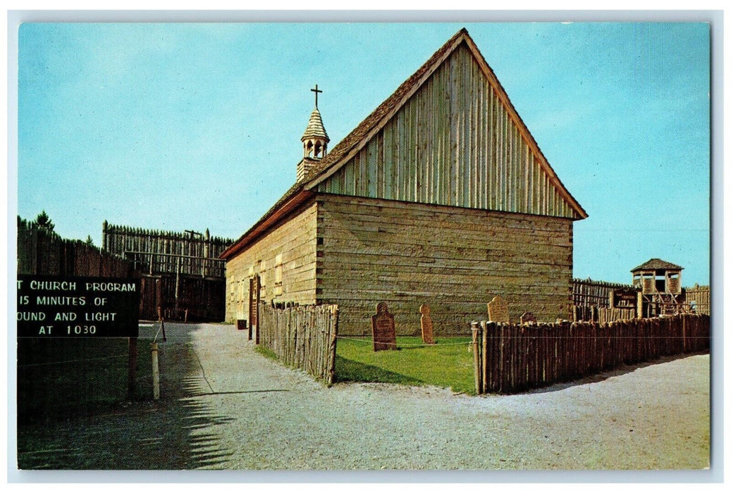 Mackinac City MI, Historic Ft. Michilimackinac French Jesuit Church Postcard