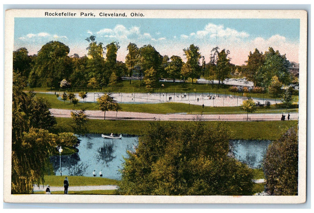 c1930's Boat Scene Rockefeller Park Cleveland Ohio OH Vintage Unposted Postcard