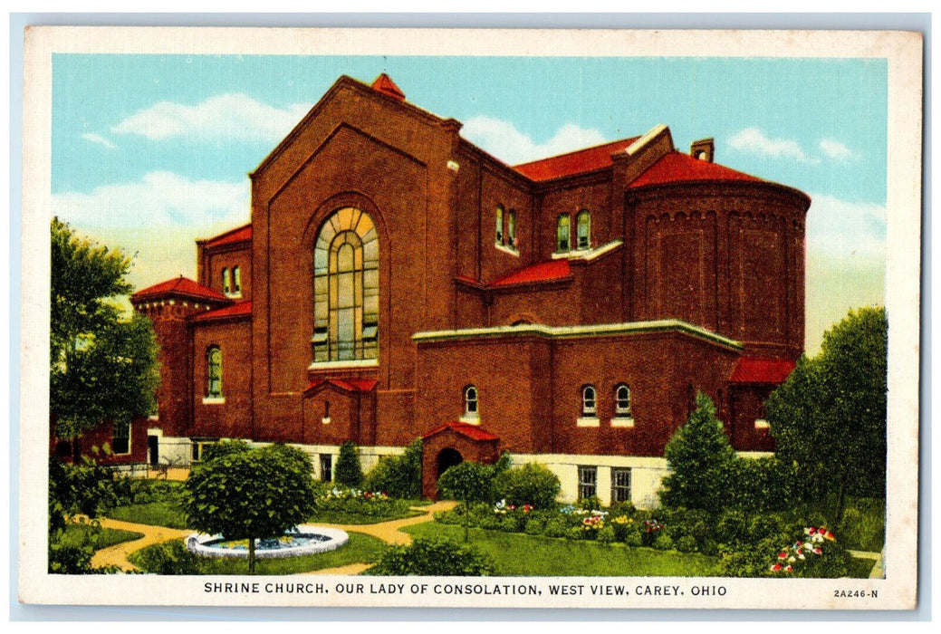 c1940's Shrine Church Our Lady of Consolation West View Carey Ohio OH Postcard