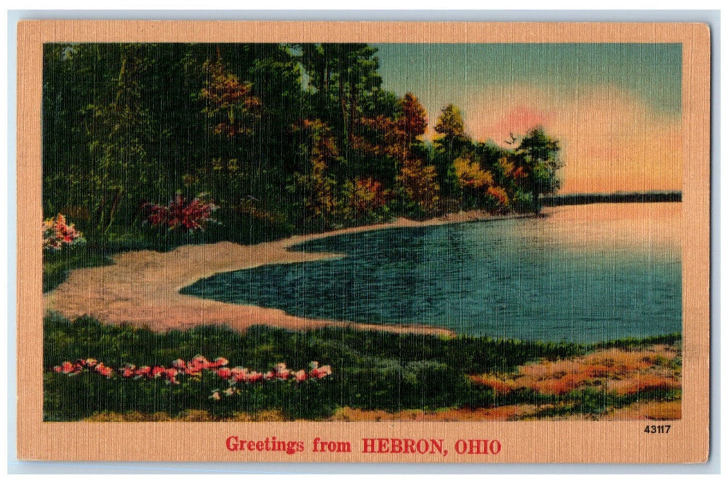 c1940's Greetings from Hebron Ohio OH Vintage Unposted NYCE Postcard