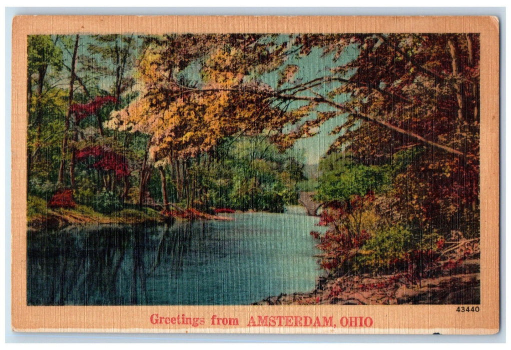 c1940's Greetings from Amsterdam Ohio OH Vintage Posted NYCE Postcard