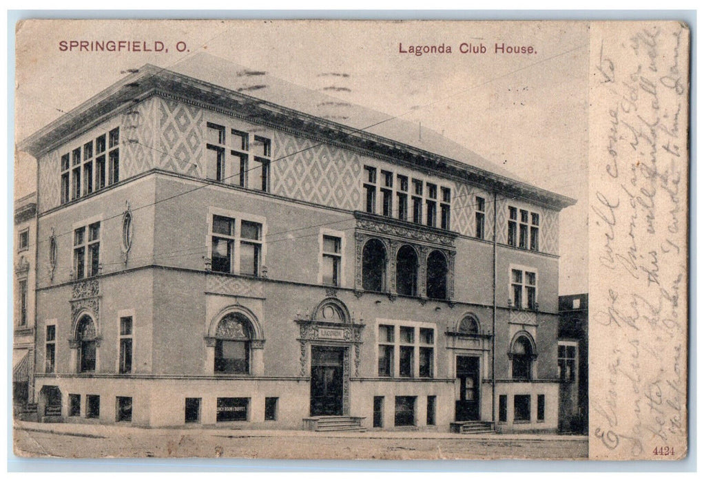 1908 Lagonda Club House Springfield Ohio OH Antique Posted PCK Postcard