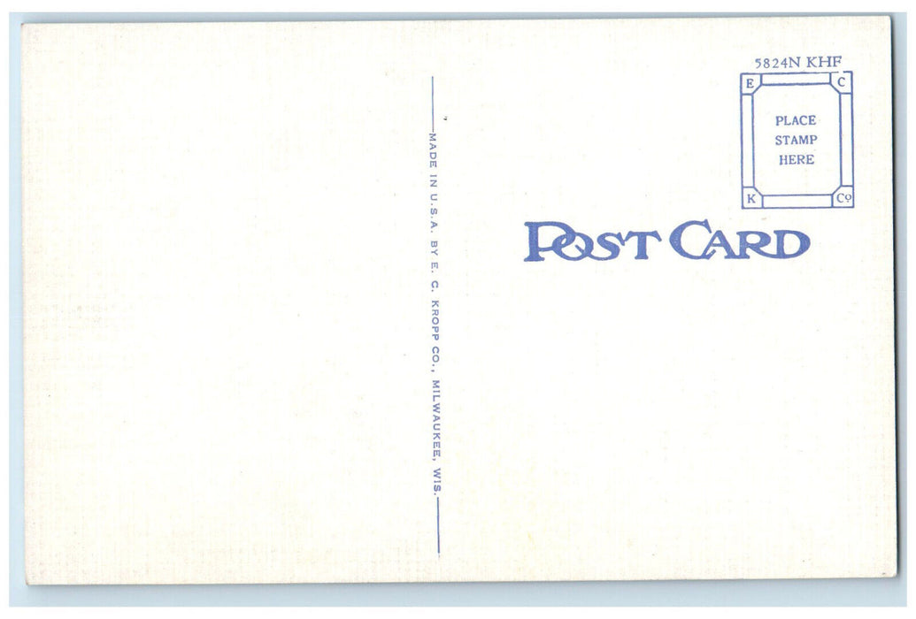 c1940's Mc Clean Drinking Fountain and Public Library Fostoria OH Postcard