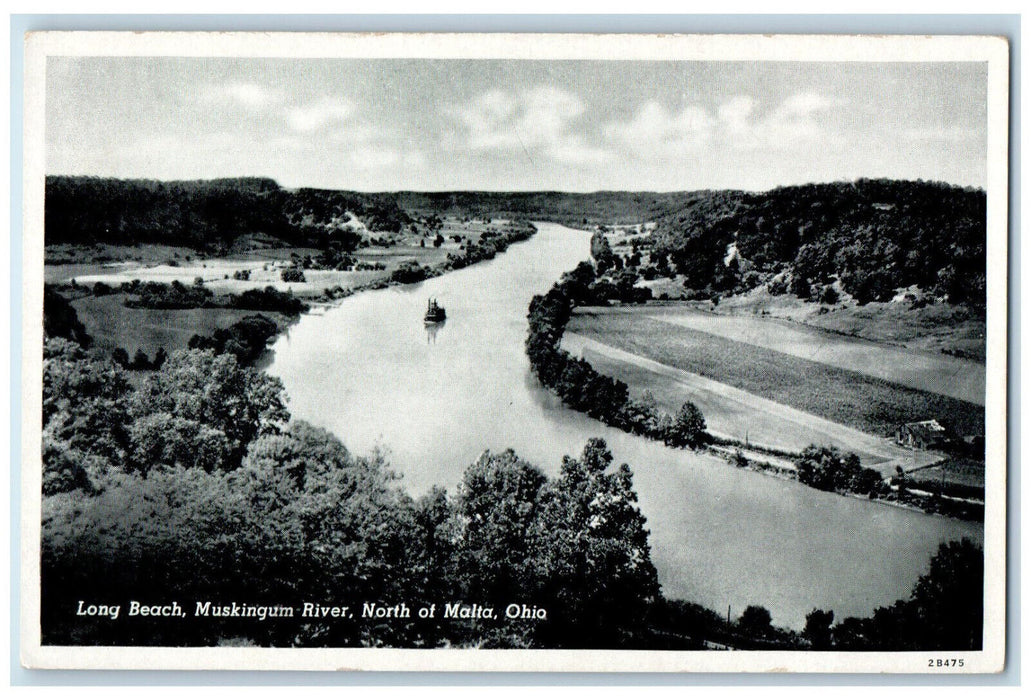 1922 Long Beach Muskingum River North of Malta Ohio OH Antique Postcard