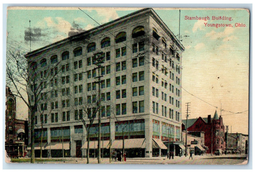 1909 View of Stambaugh Building Youngstown Ohio OH Antique Posted Postcard