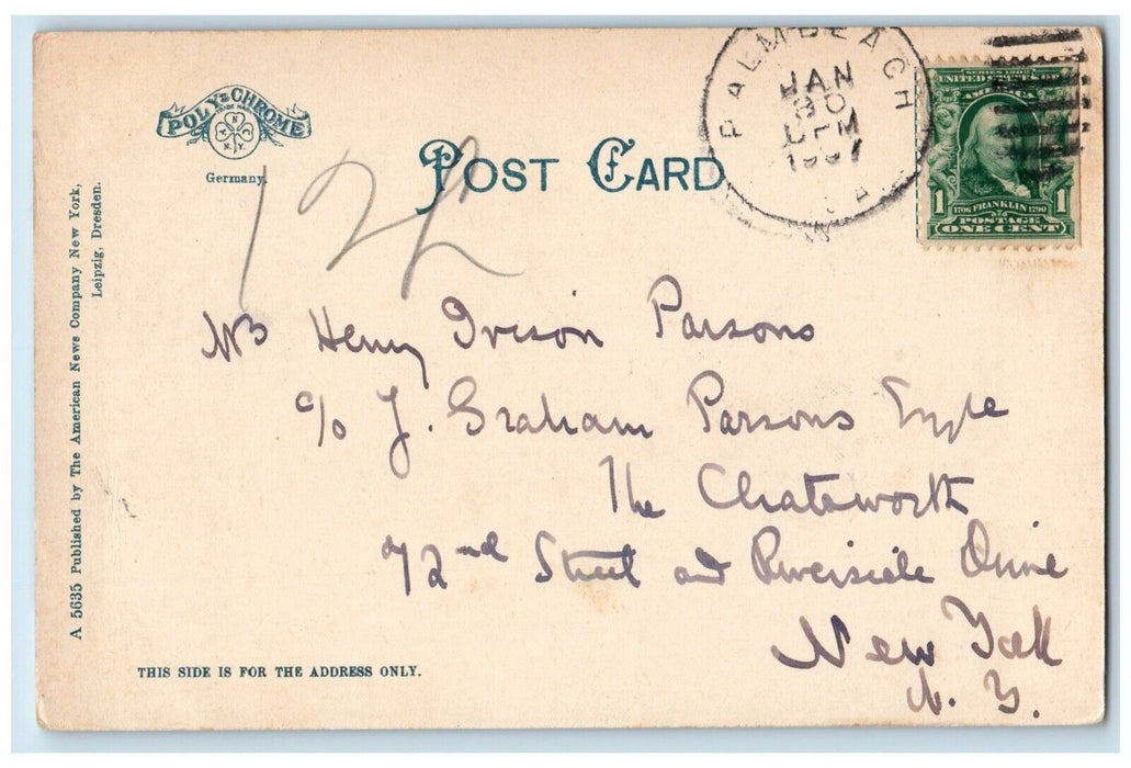 1907 Walk At Royal Poinciana Hotel Palm Beach Florida FL Posted Antique Postcard