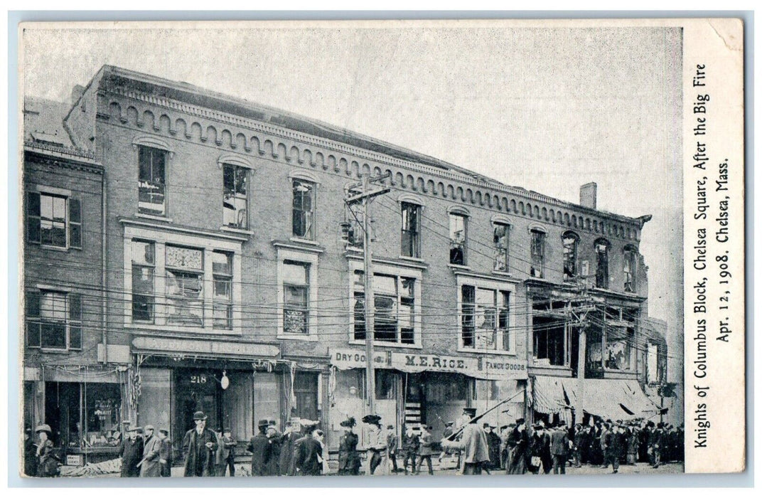 Knights Of Columbus Block Chelsea Square After The Big Fire Chelsea MA Postcard