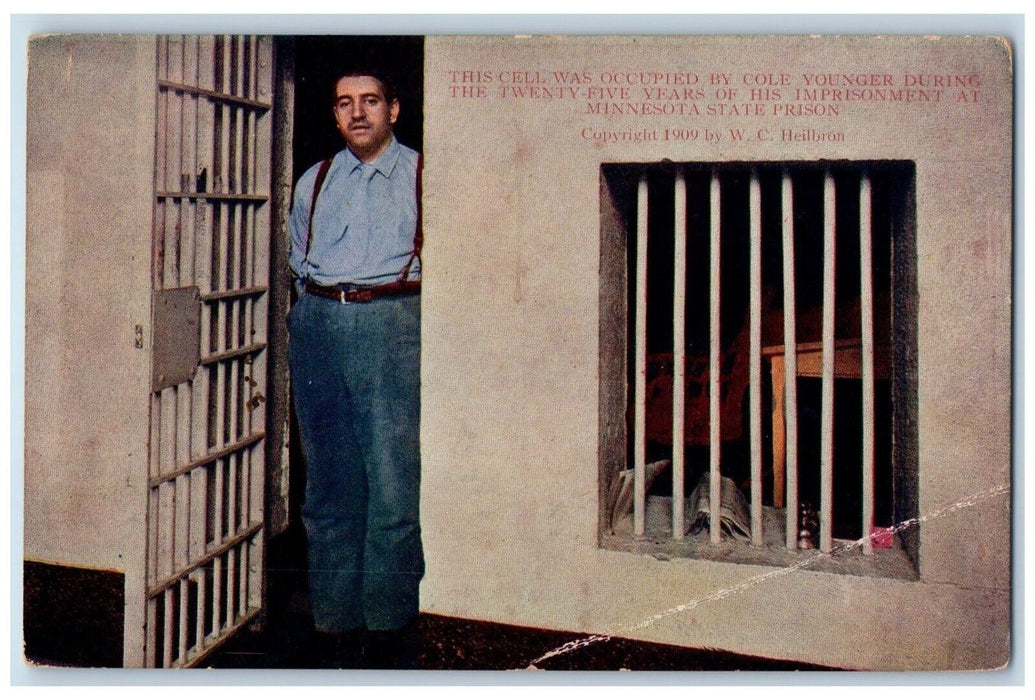 c1910's This Cell Occupied Younger Imprisonment Minnesota State Prison Postcard