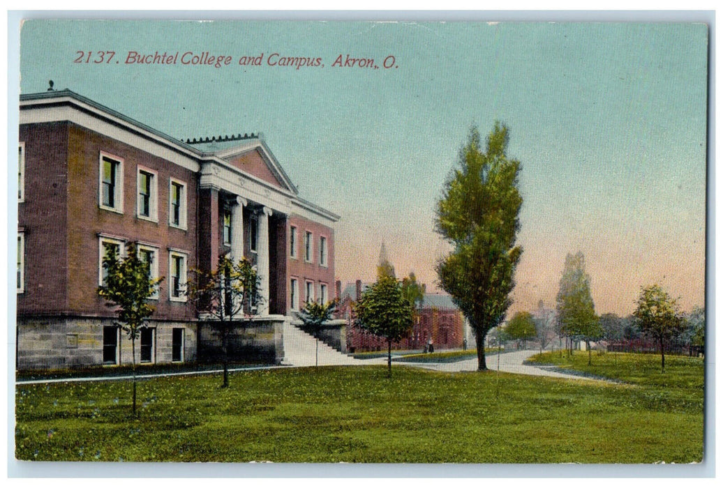 c1910 Buchtel College and Campus Akron Ohio OH Antique Unposted Postcard