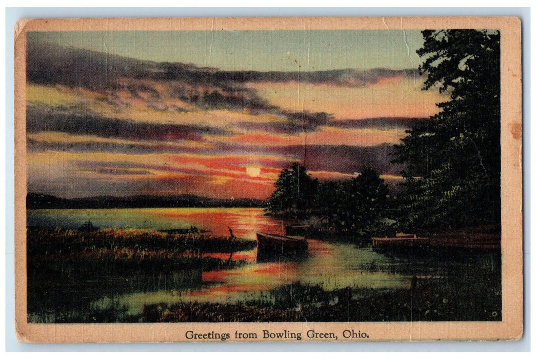 1944 Sunset Greetings from Bowling Green Ohio OH Vintage Posted Postcard