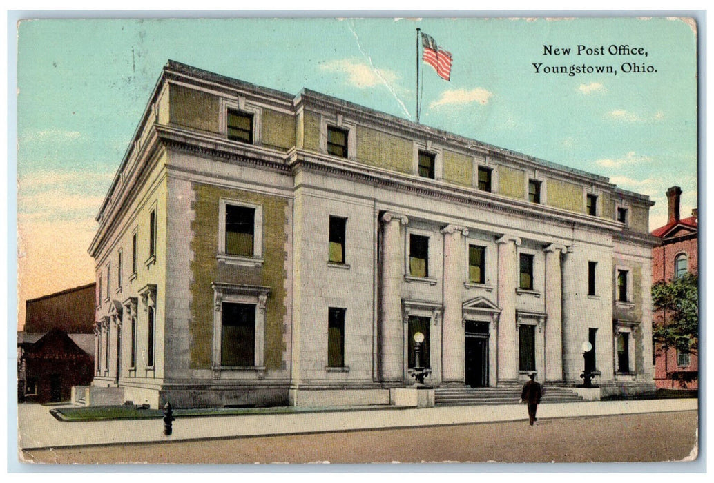 1911 New Post Office Building Youngstown Ohio OH Antique Posted Postcard