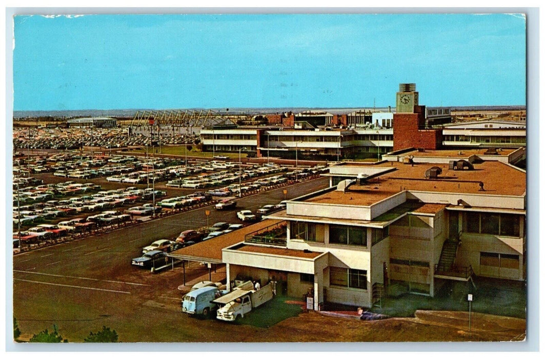 1961 Stapleton Airfield Denver Colorado CO, Main Building Cars View Postcard
