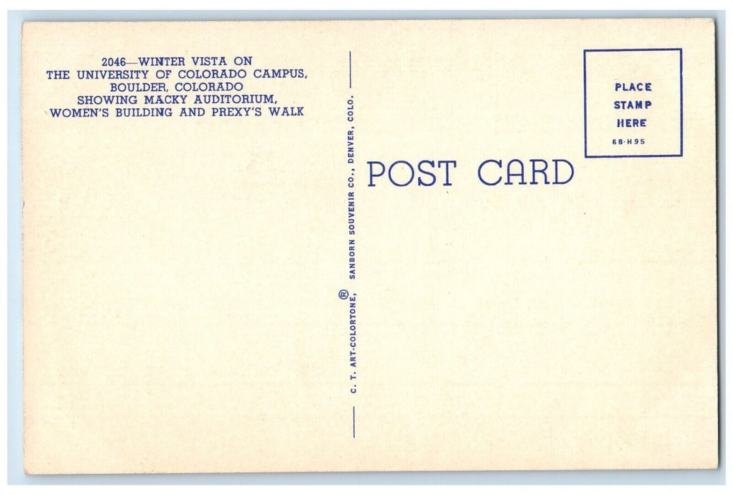 Winter Vista On The University Of Colorado Campus Boulder Colorado CO Postcard