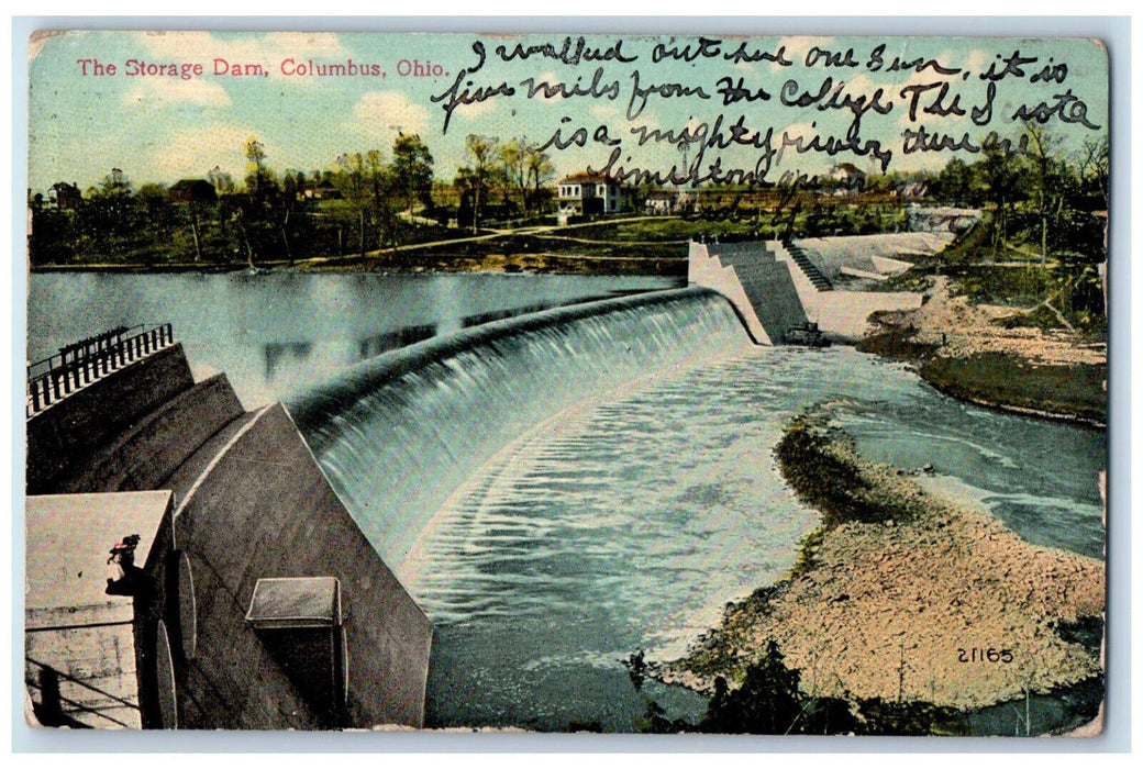 1912 View of The Storage Dam Columbus Ohio OH Posted Antique Postcard