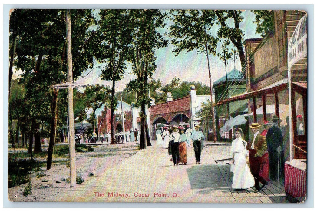 1914 Bowl Area The Midway Cedar Point Ohio OH Antique Posted Postcard