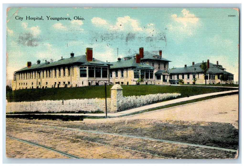 1910 City Hospital Building Youngstown Ohio OH Antique Posted Postcard