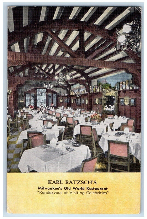 Karl Ratzsch's Old World Restaurant Dining Room Milwaukee Wisconsin WI Postcard