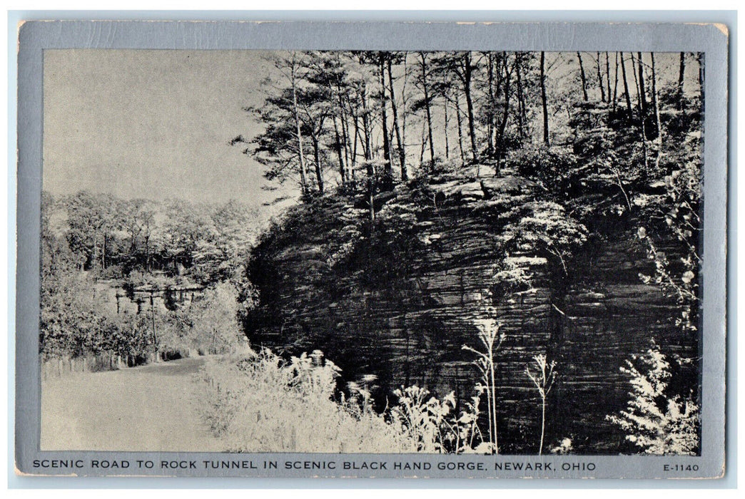 c1950's Road to Rock Tunnel Scenic Gorge Newark Ohio OH Clear View Postcard