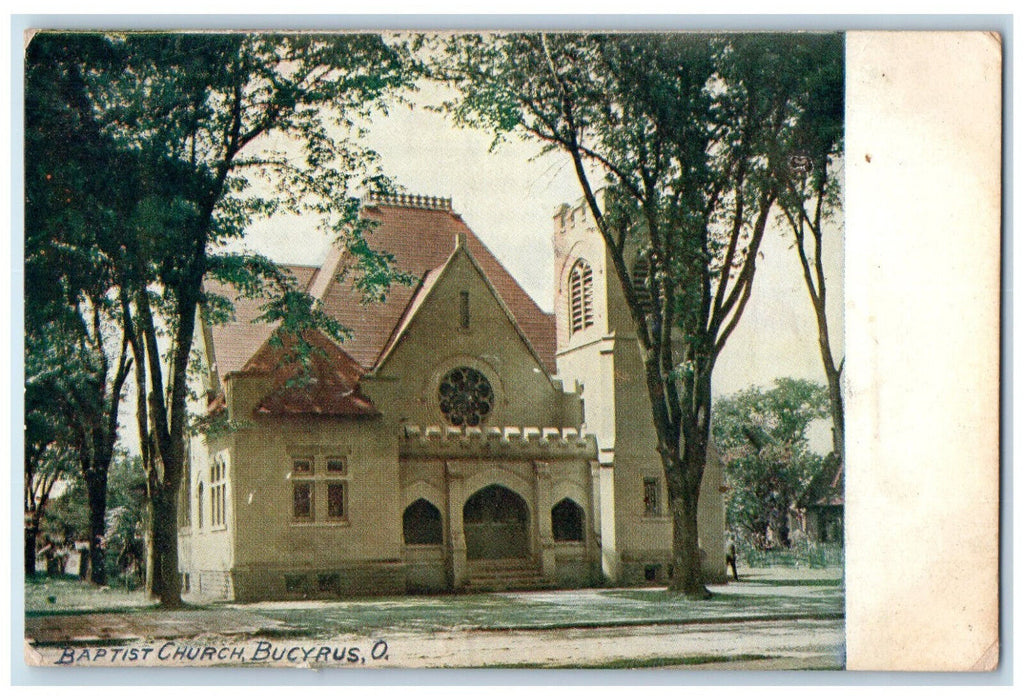 c1910 View of Baptist Church Bucyrus Ohio OH Antique Posted Postcard