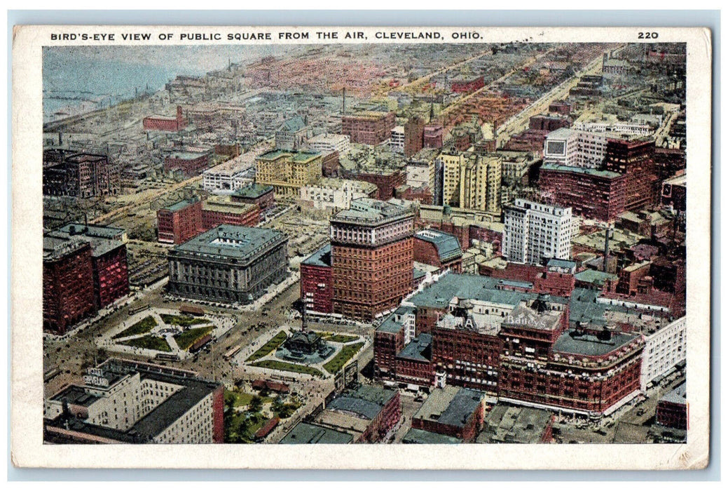 1928 Bird's Eye View of Public Square Cleveland Ohio OH Vintage Postcard