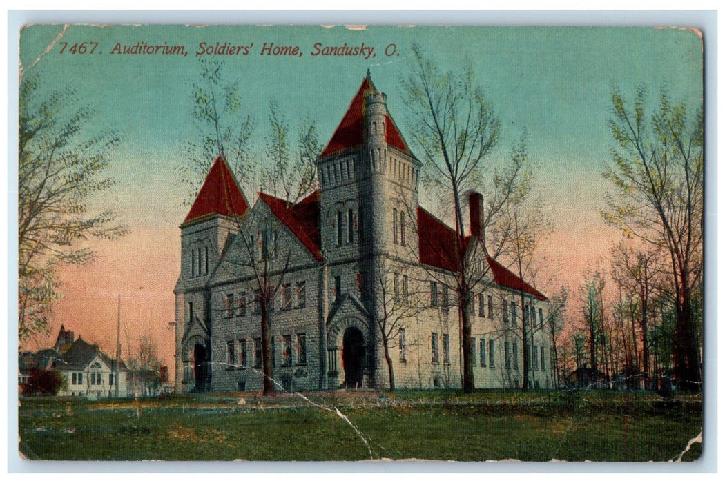 1912 Auditorium Soldiers Home Sandusky Ohio OH Antique Posted Postcard