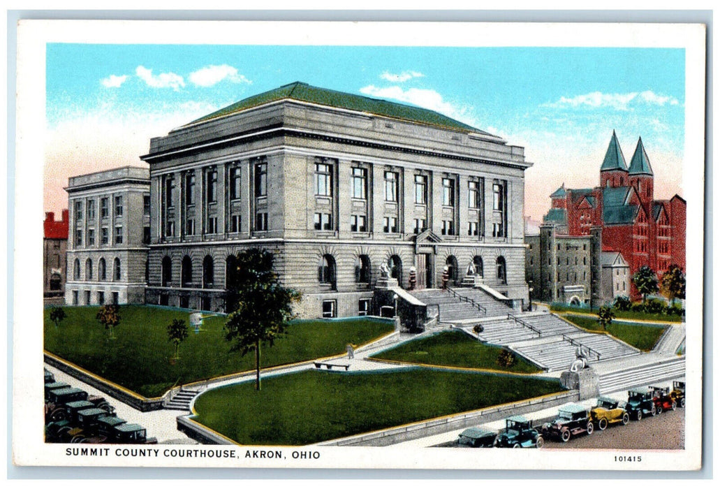 c1930's Summit County Courthouse Akron Ohio OH Vintage Unposted Postcard