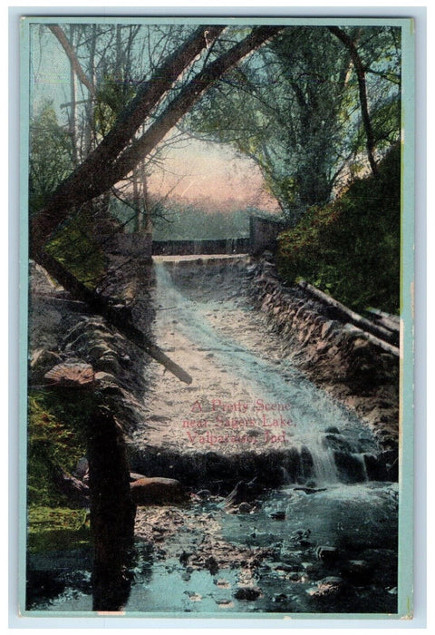 c1910's A Pretty Scene Near Sagers Lake Valparaiso Indiana IN Antique Postcard