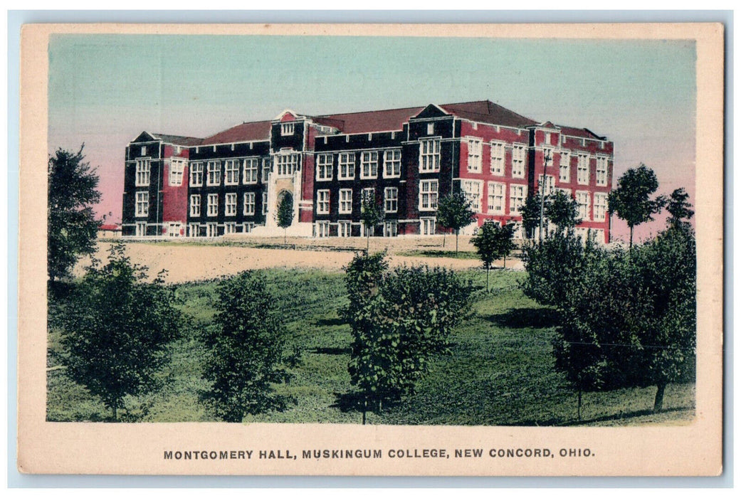 c1950's Montgomery Hall Muskingum College New Concord Ohio OH Postcard