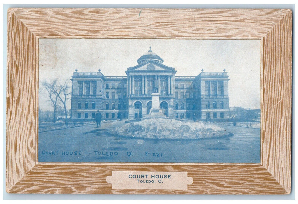 1909 Front View Court House Toledo Ohio OH Posted Wooden Frame Postcard