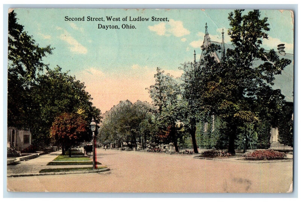 1913 Scenic View Second Street West Ludlow Street Dayton Ohio Antique Postcard