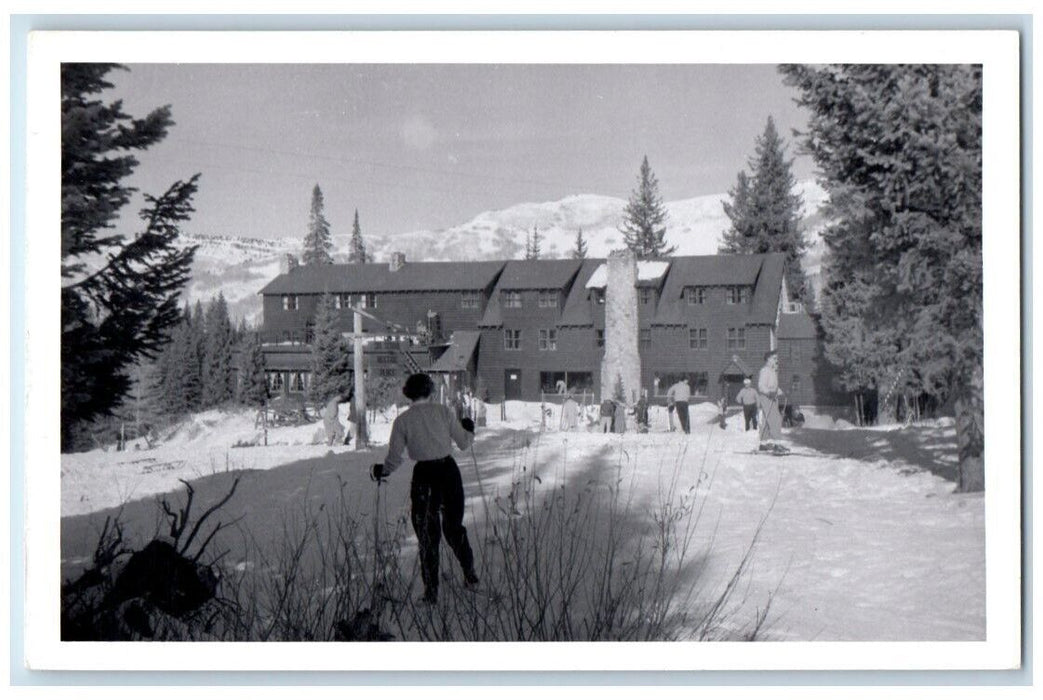 c1950's Alpine Rose Ski Lodge View Skiing Brighton Utah UT  RPPC Photo Postcard