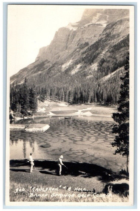 c1920's Cauldron #8 Hole Golf Course Banff Springs Canada RPPC Photo Postcard