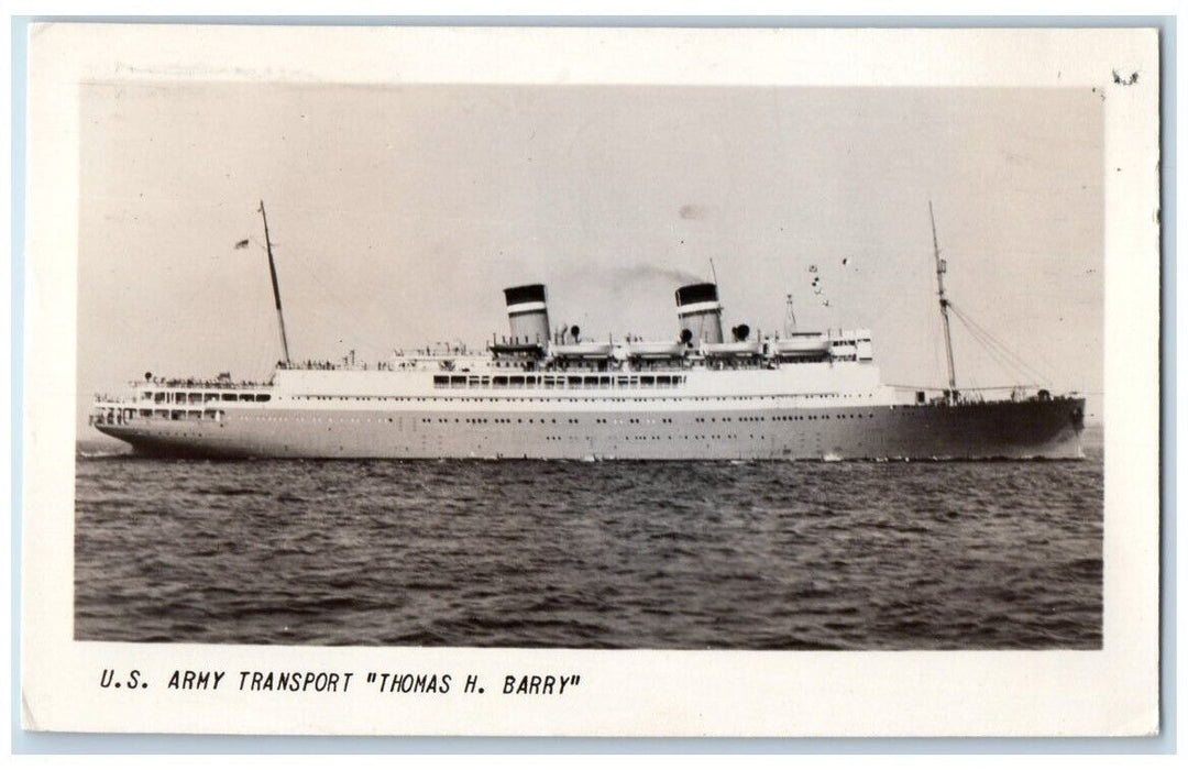1949 US Army Transport Ship Thomas H. Barry  RPPC Photo Posted Postcard