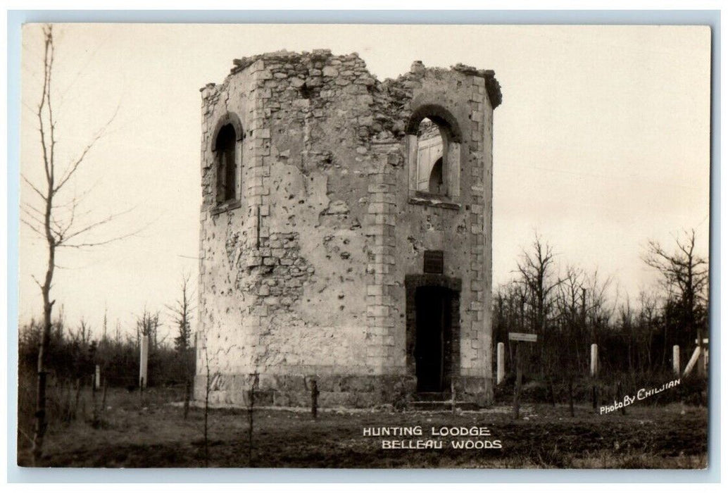 c1918 Hunting Lodge View WWI Ehiljian Belleau Woods France RPPC Photo Postcard