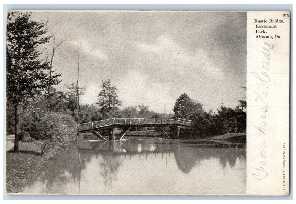 1909 Rustic Bridge Lakemont Park Altoona Middleburg Pennsylvania PA Postcard