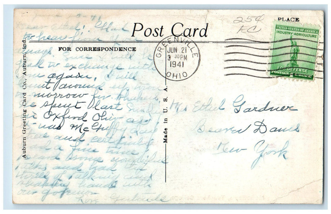 1941 McGuffey's Teachers College Miami University Oxford OH Postcard