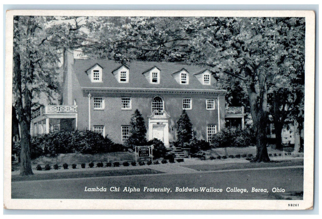 1951 Lambda Chi Alpha Fraternity Baldwin Wallace College Berea OH Postcard