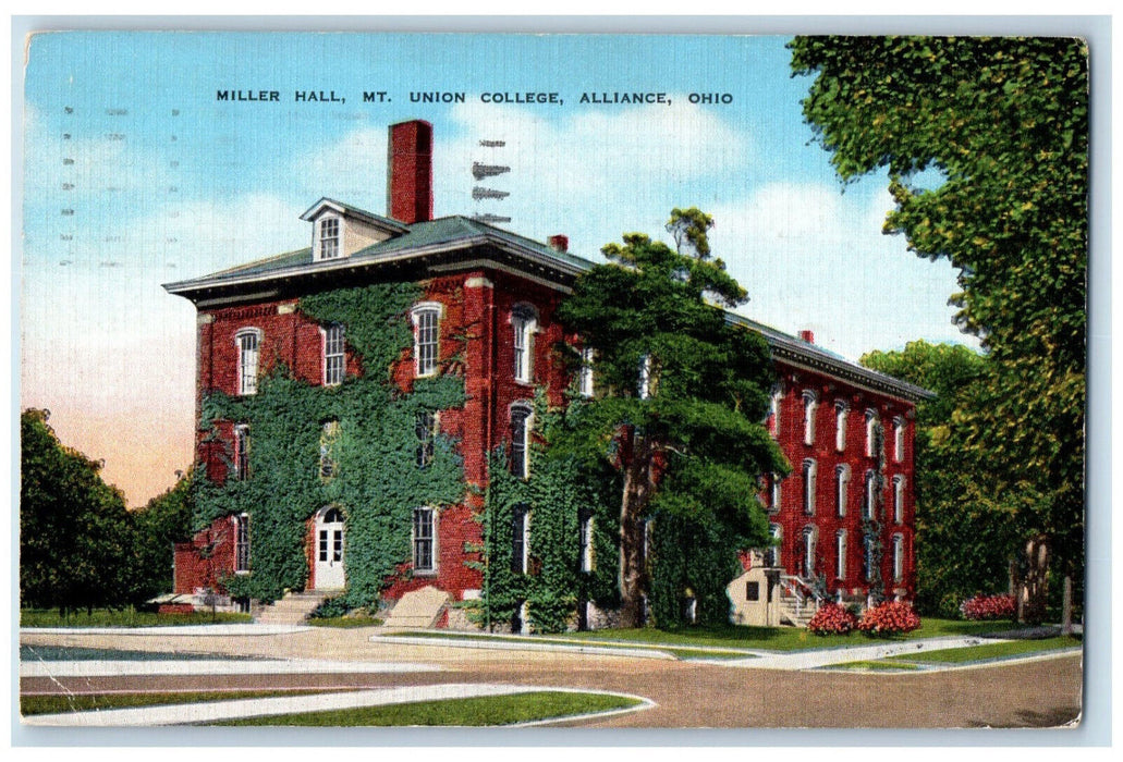 1946 Miller Hall Mt. Union College Alliance Ohio OH Vintage Postcard