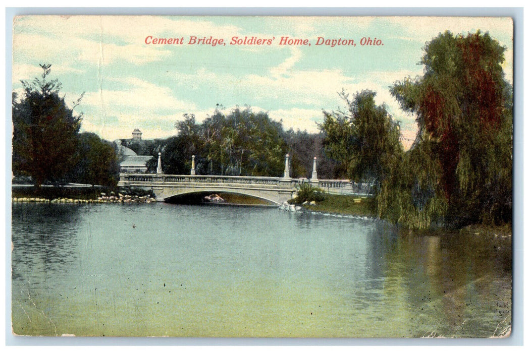 1910 Cement Bridge Soldiers Home Dayton Ohio OH Antique Posted Postcard