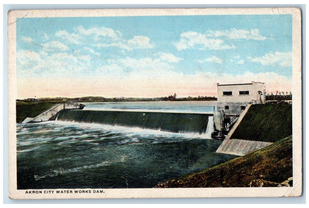 1918 Akron City Water Works Dam Akron Ohio OH Antique Posted Postcard