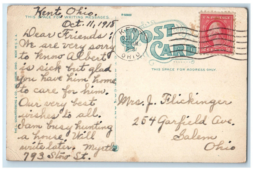 1918 Akron City Water Works Dam Akron Ohio OH Antique Posted Postcard