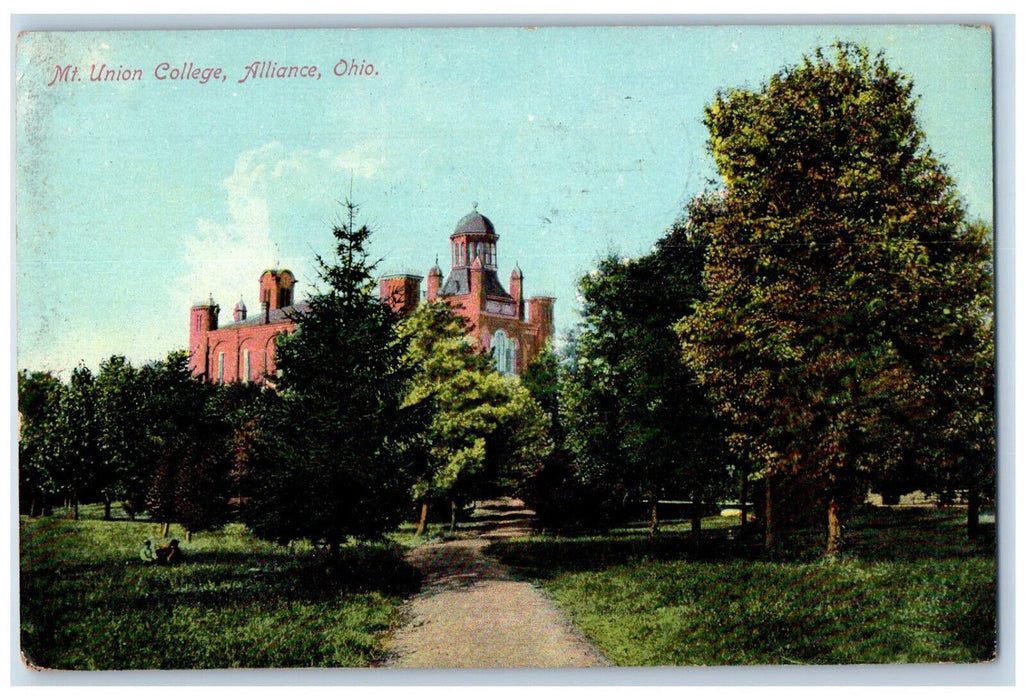 1909 Building Small Way to Mt. Union Alliance Ohio OH Antique Posted Postcard