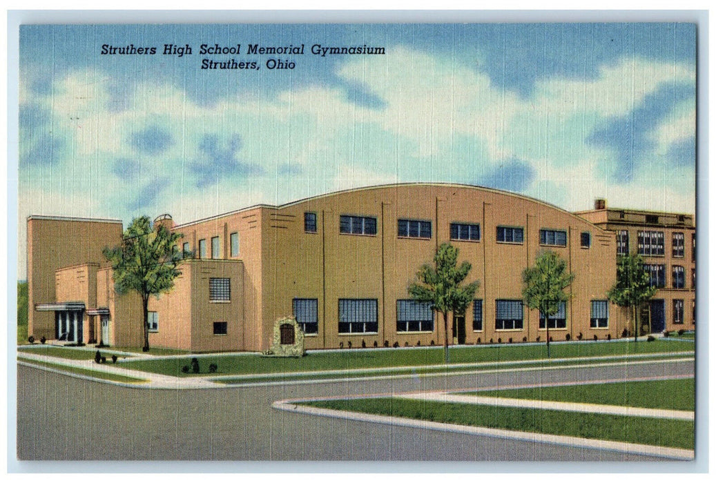 c1950's Struthers High School Memorial Gymnasium Struthers Ohio OH Postcard