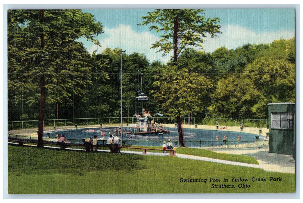 c1950's Swimming Pool in Yellow Creek Park Struthers Ohio OH Postcard