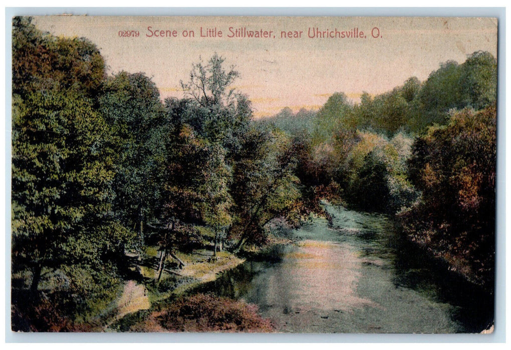 1909 Scene on Little Stillwater Near Uhrichsville Ohio OH Antique Postcard