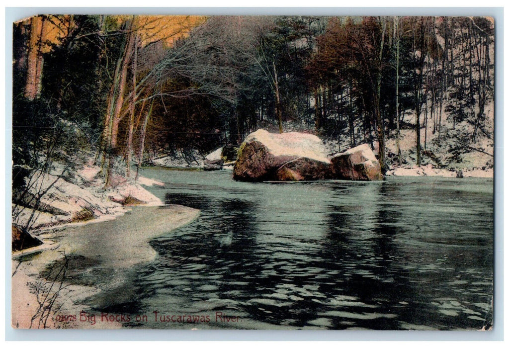 1909 Big Rocks on Tuscarawas River Tuscarawas County Ohio OH Postcard