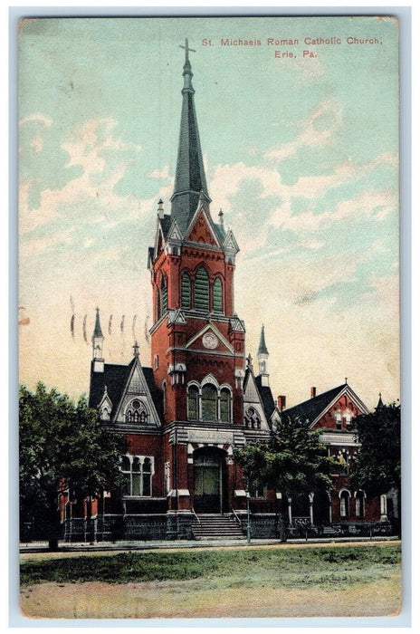 1913 St. Michaels Roman Catholic Church Erie Pennsylvania PA Antique Postcard