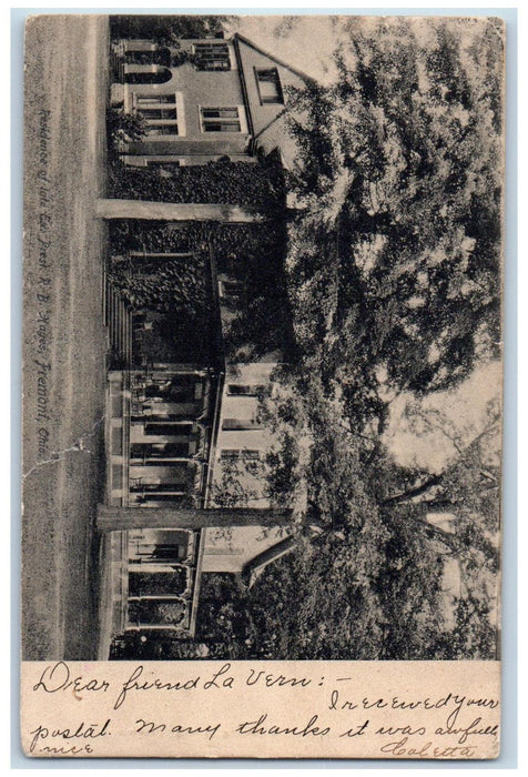 1907 Residence of Late Ex. Pres. R.B Hayes Fremont Ohio OH Antique Postcard