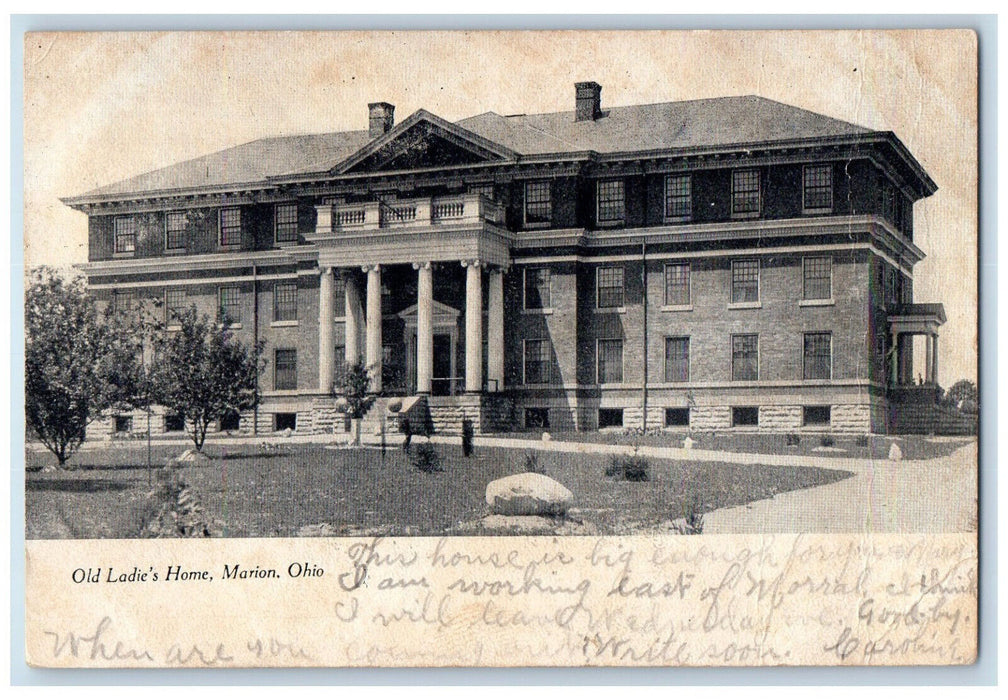 1907 Old Ladie's Home Marion Ohio OH Perrysville OH Antique Posted Postcard