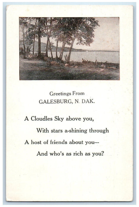 c1910 Greetings from Galesburg North Dakota ND Unposted Message Postcard